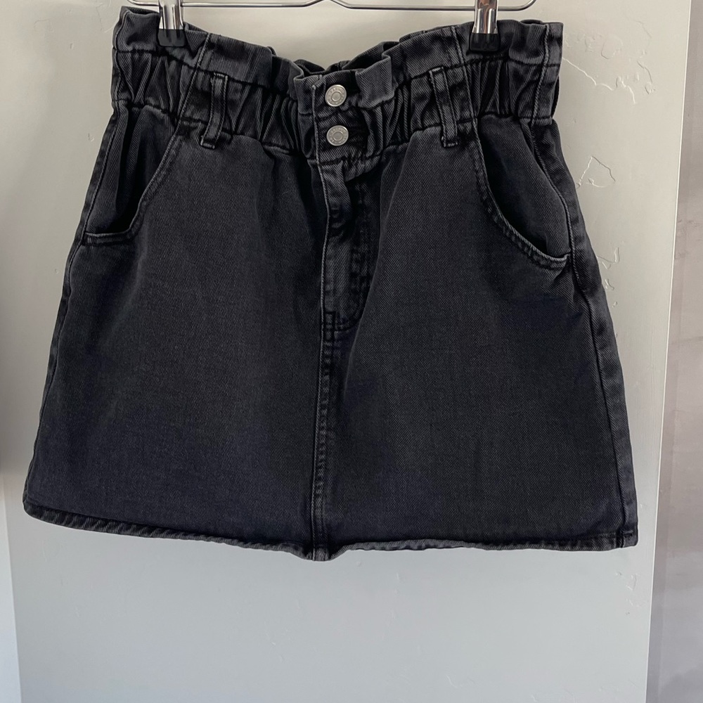 PacSun Denim Skirt Womens Size M Skater Mini Casual Summer Elastic Waist Black